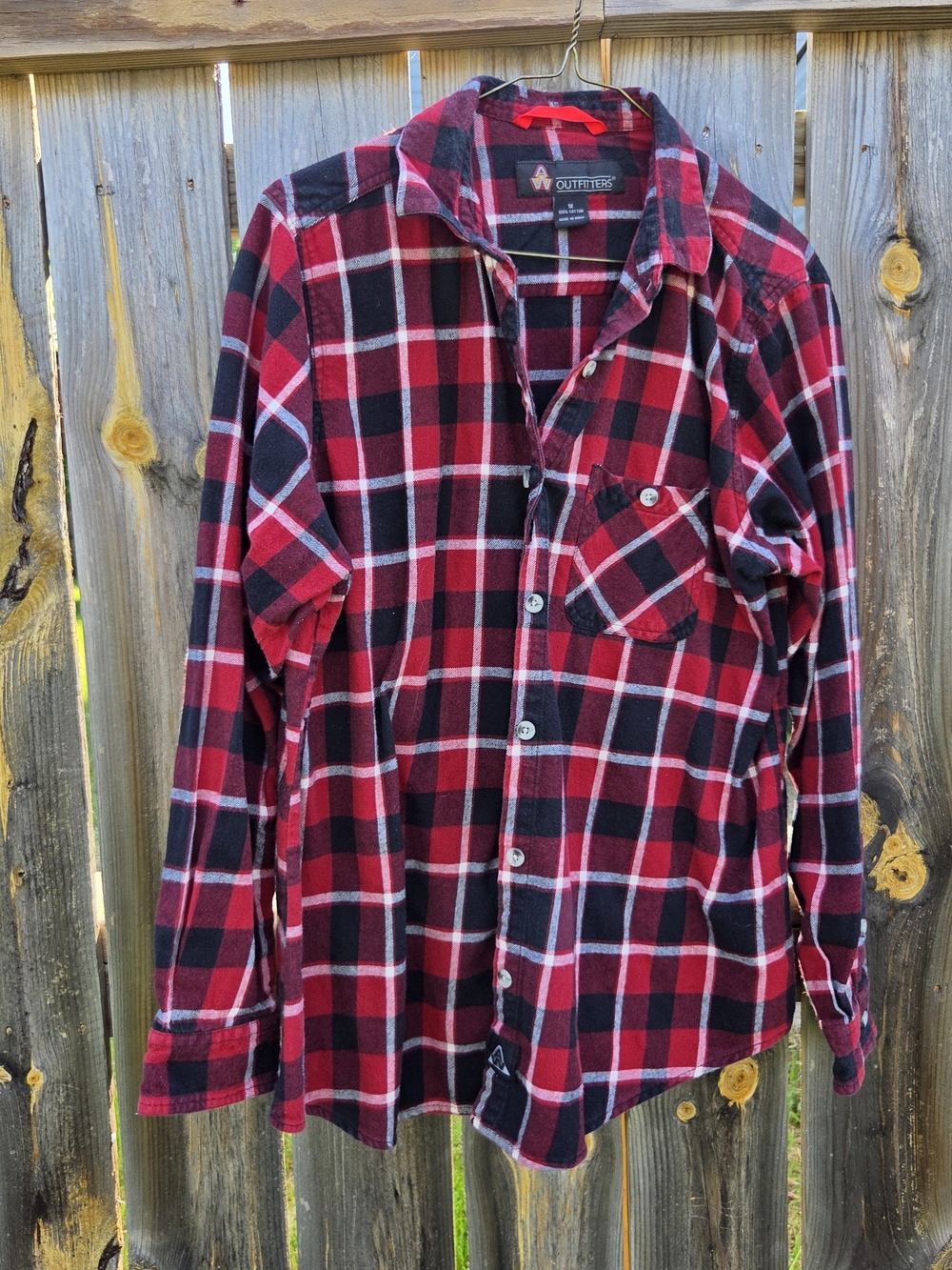 Outfitters Red & Black Plaid Flannel Shirt - Men's, 1X